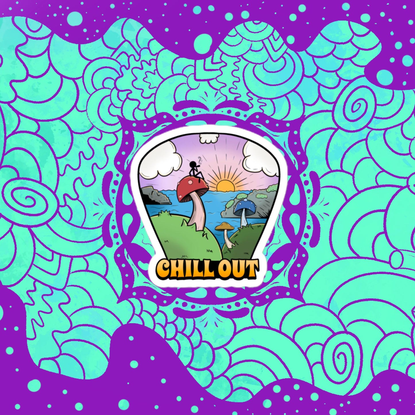 Chill Out Mushroom Sticker