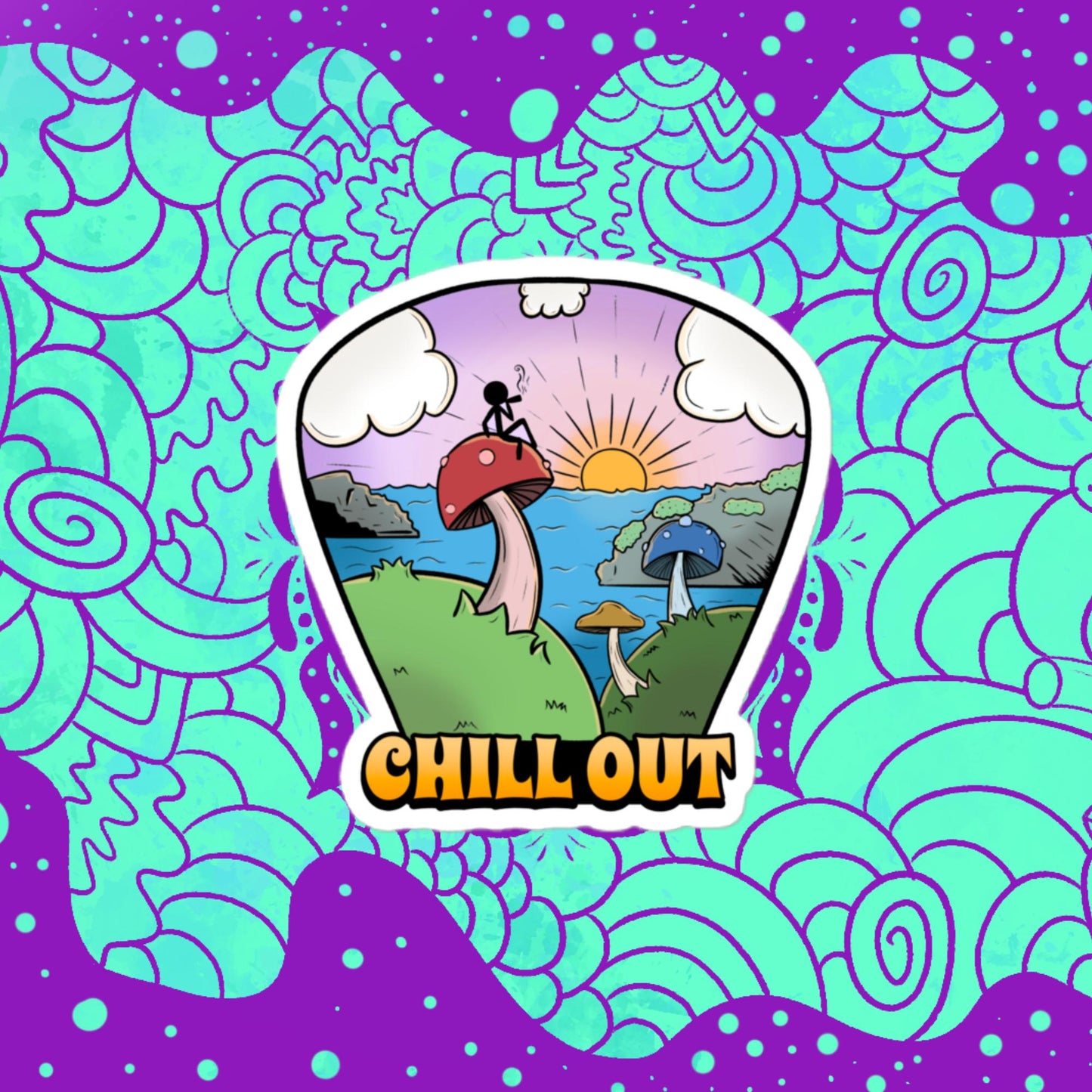 Chill Out Mushroom Sticker