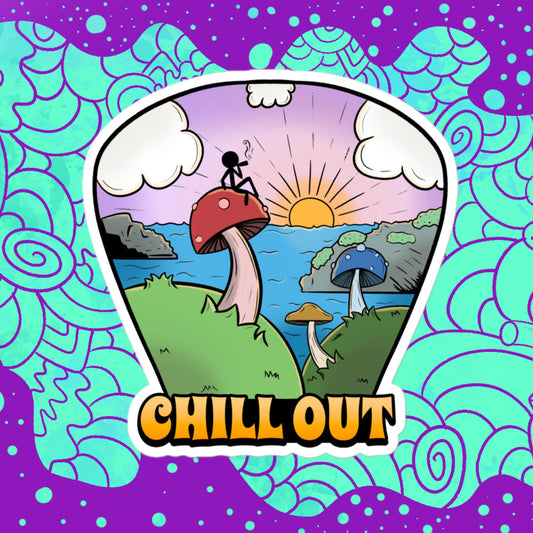 Chill Out Mushroom Sticker