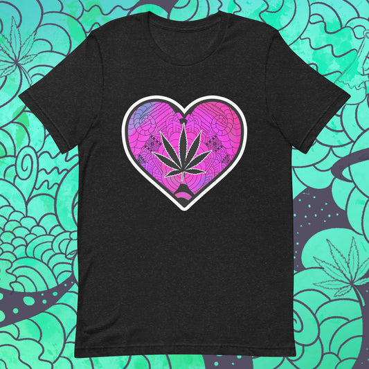 Trippy Cannabis Heart Unisex t-shirt